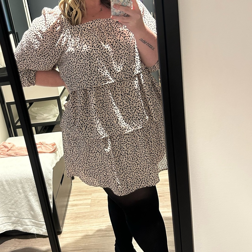 Who What Wear Black and White Patterned Dress